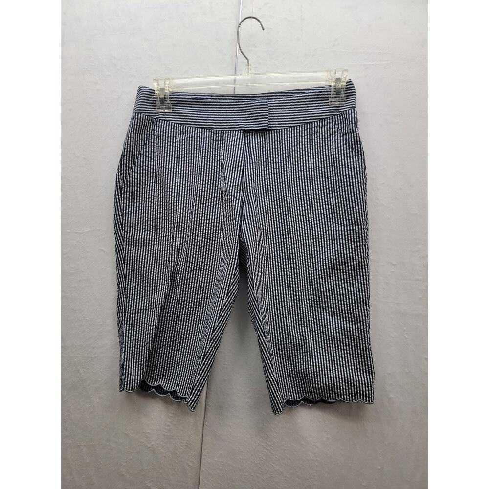 NWOT Population Pop black/silver Seersucker Bermuda Shorts Size 6